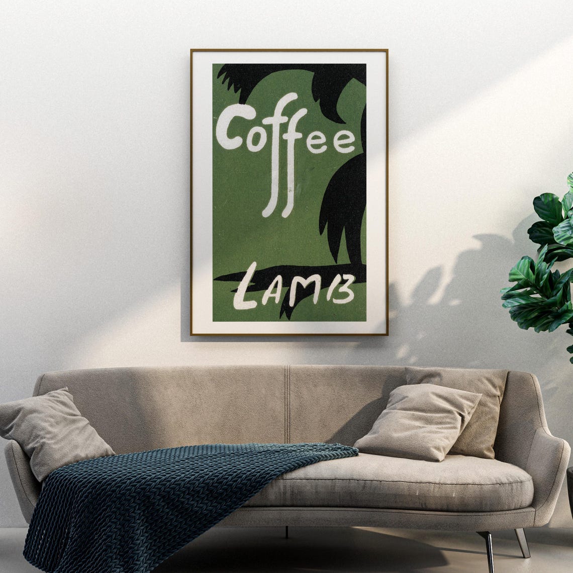 Coffee Lamb Vintage Matchbox Label Bold Hand Lettering Poster - Image 3