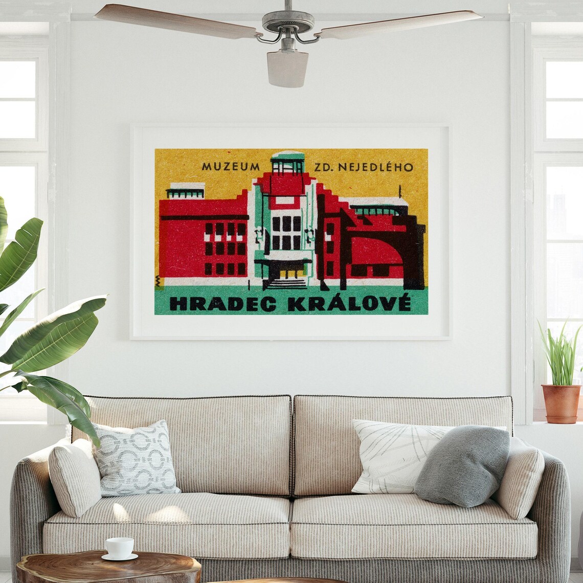 Hradec Kralove Museum Building Vintage Czech Label Art Poster - Image 3