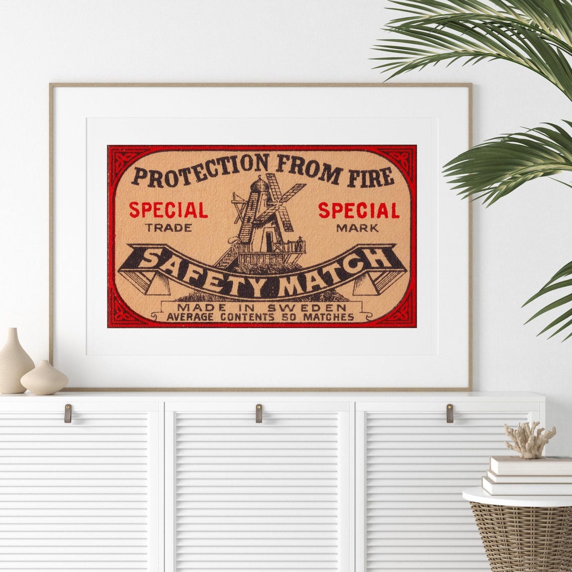 Protection from Fire Windmill Vintage Swedish Matchbox Label Poster - Image 2