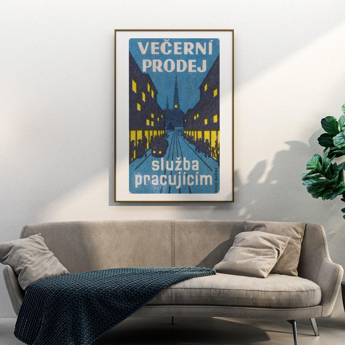 Vecerni Prodej Night City Street Evening Sale Workers Czech Poster - Image 3