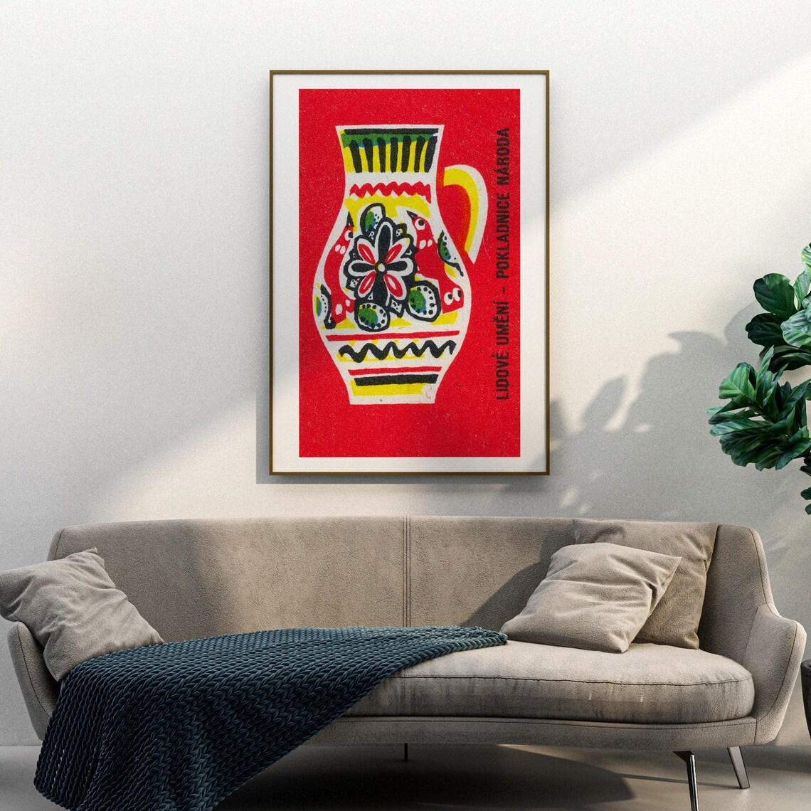 Red Folk Jug Vintage Czech Art Poster Print - Image 3