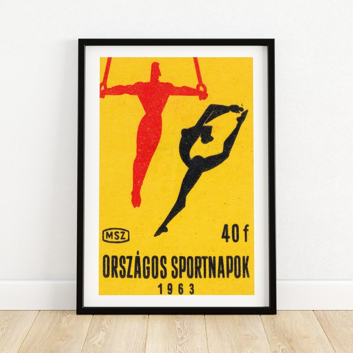 Hungarian National Sports Days 1963 Gymnast Vintage Matchbox Poster