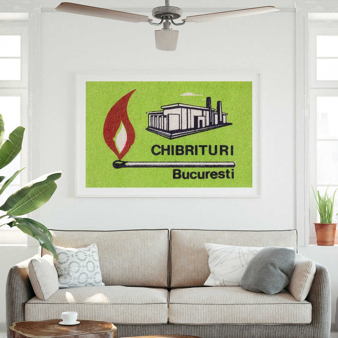 Chibrituri Bucuresti Vintage Romanian Match Factory Label Poster - Image 3