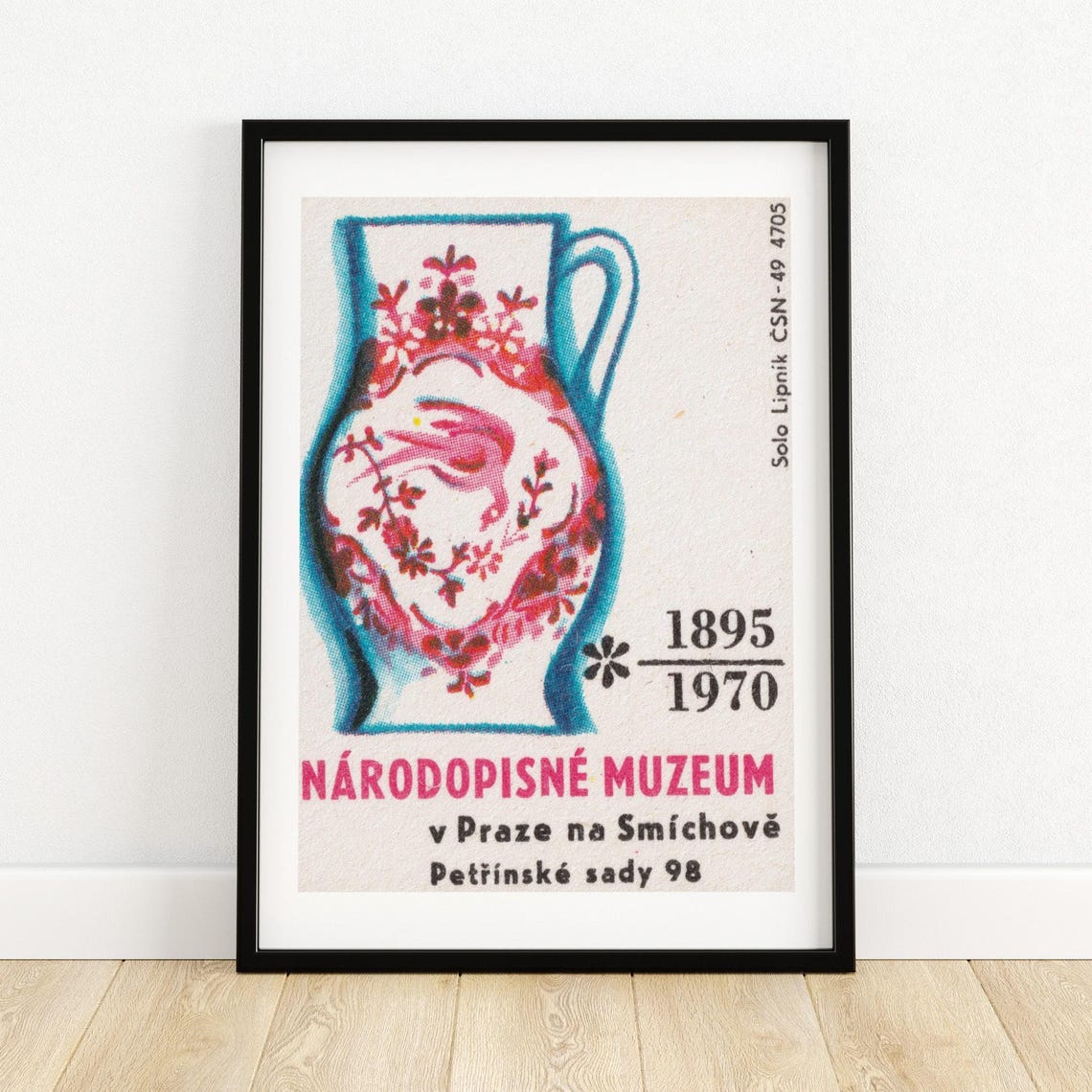 Prague Ethnographic Museum Painted Pitcher Retro Label Art Poster