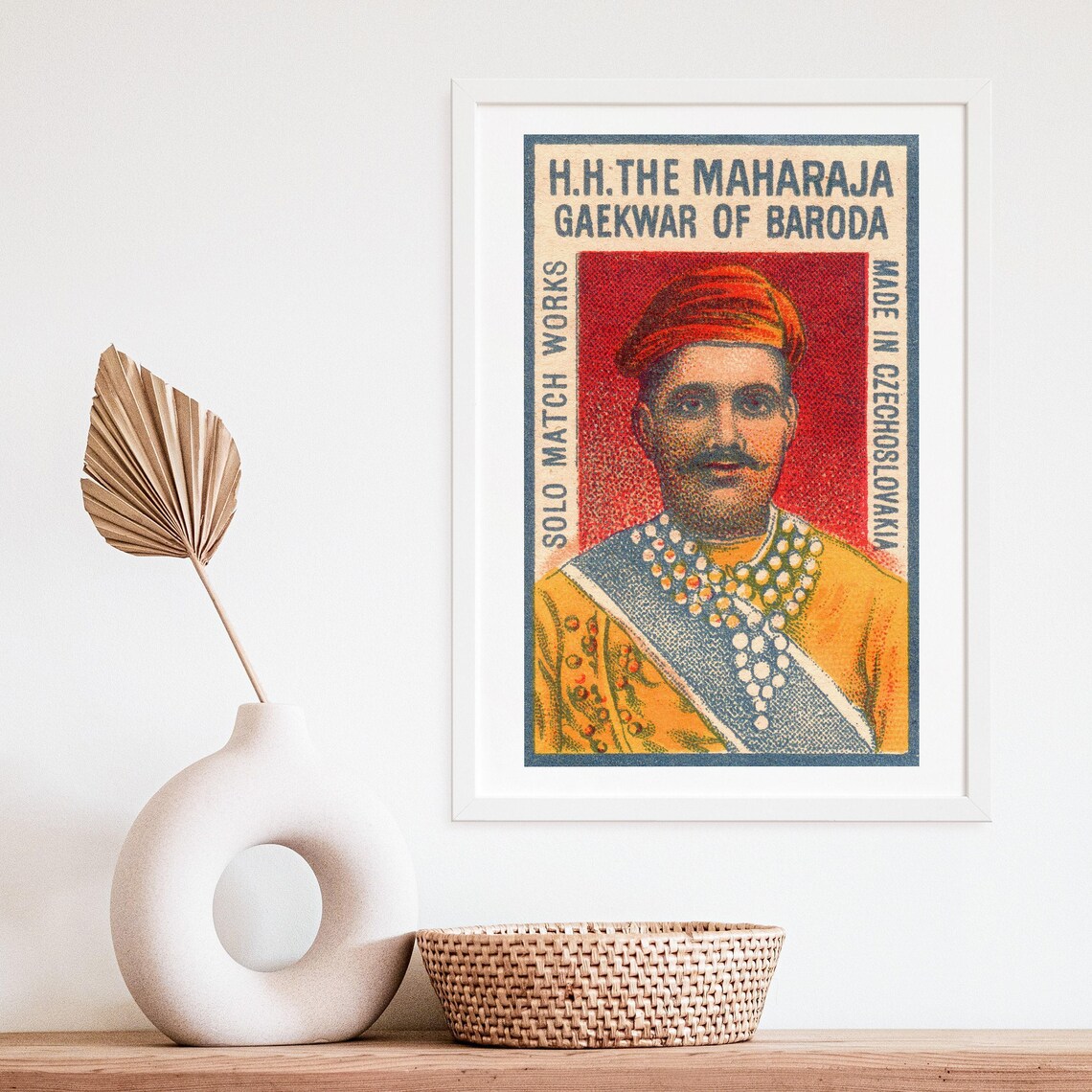 Maharaja Gaekwar of Baroda Czech Vintage Portrait Label Poster - Image 4