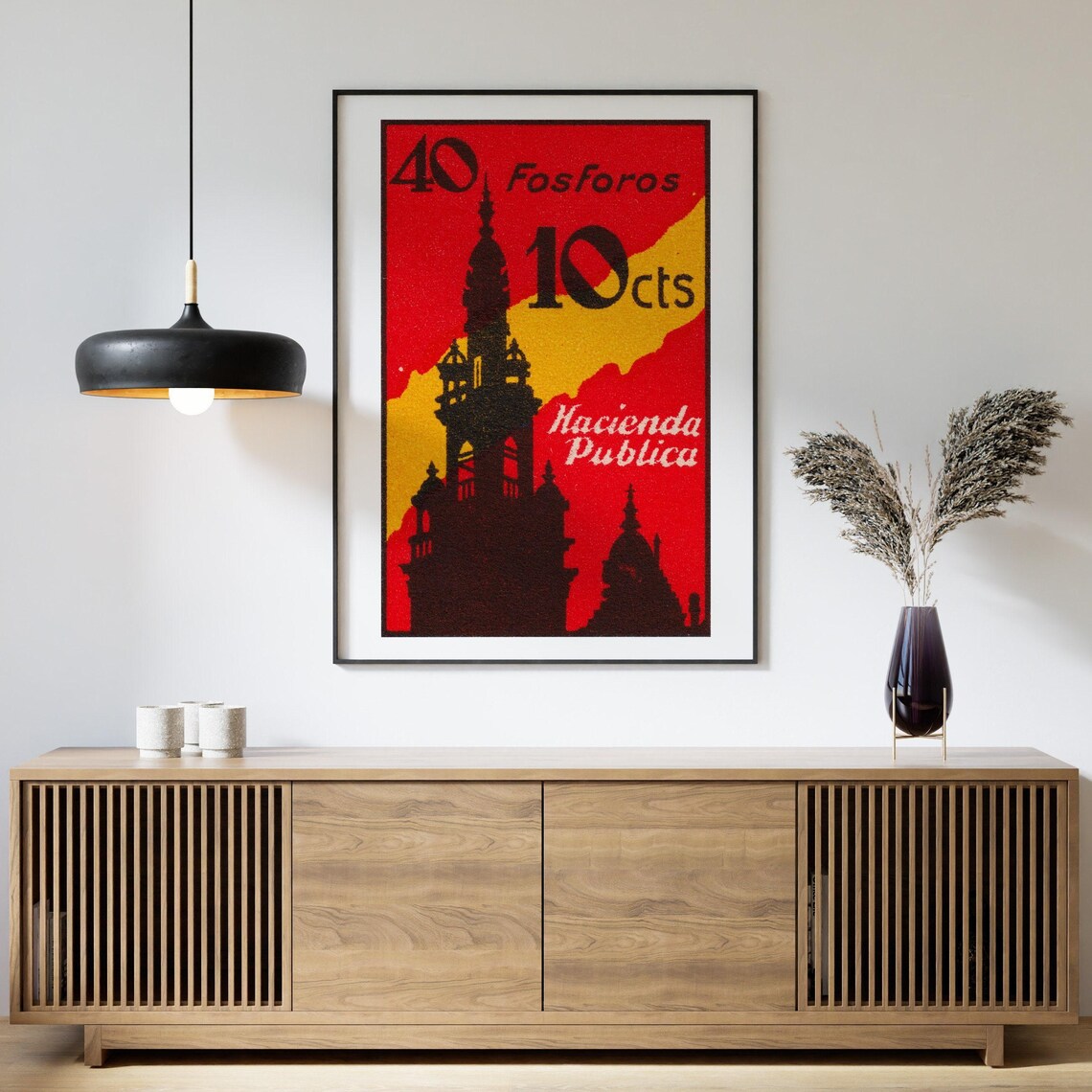 Hacienda Publica 40 Fosforos Vintage Spanish Matchbox Label Art Poster - Image 4