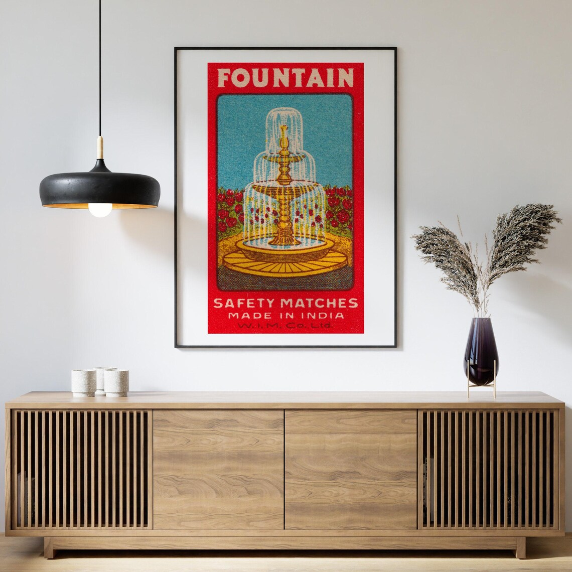 Vintage Sweden Matchbox Poster Print, Fountain - Image 4
