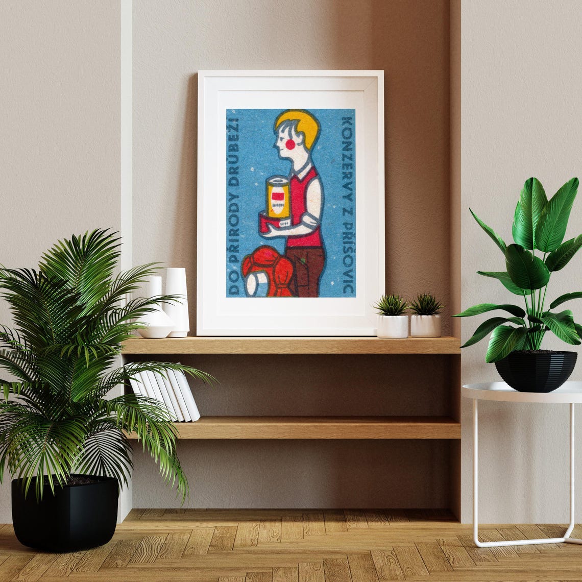 Boy With Cans Anti Litter Vintage Czech Matchbox Label Art Poster - Image 2