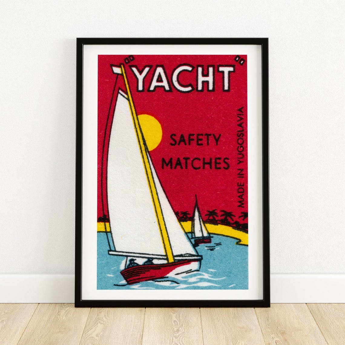 Yacht Safety Matches Sailboat Vintage Yugoslavia Matchbox Poster