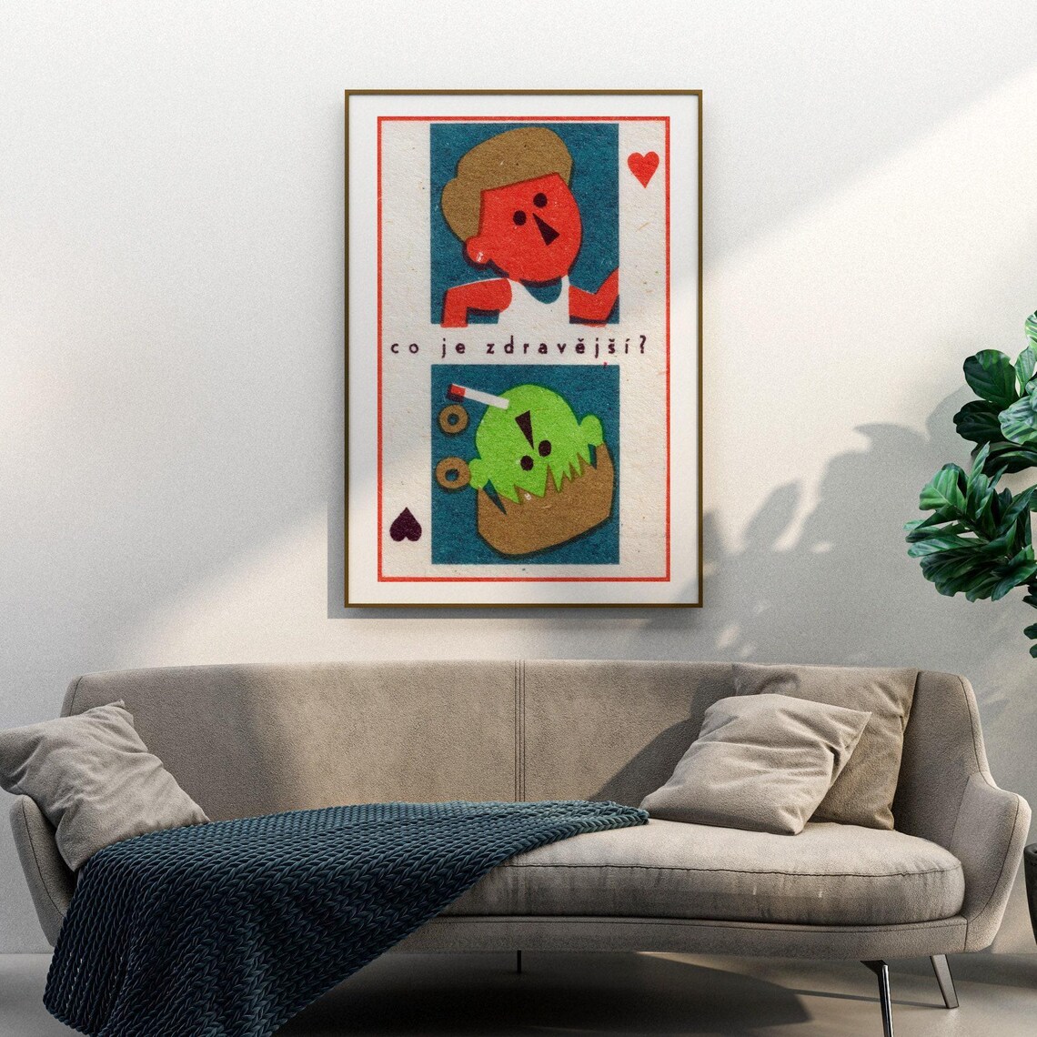Which Is Healthier Anti Smoking Card Vintage Czech Matchbox Poster - Image 3