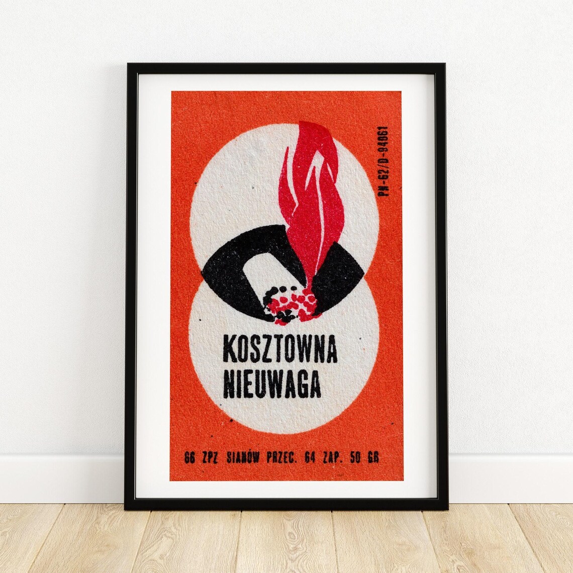 Kosztowna Nieuwaga Polish Burnt Match Vintage Graphic Poster