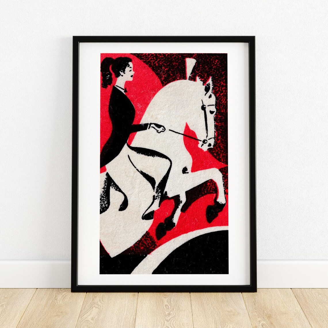 Soviet Circus Horse Rider Vintage Matchbox Label Equestrian Art Poster