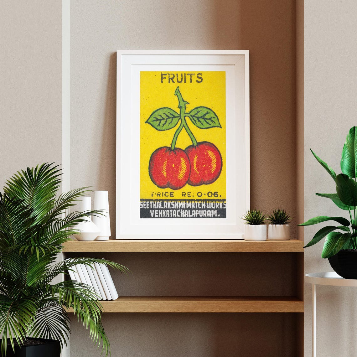 Fruits Red Cherries Indian Matchbox Label Vintage Fruit Poster - Image 2
