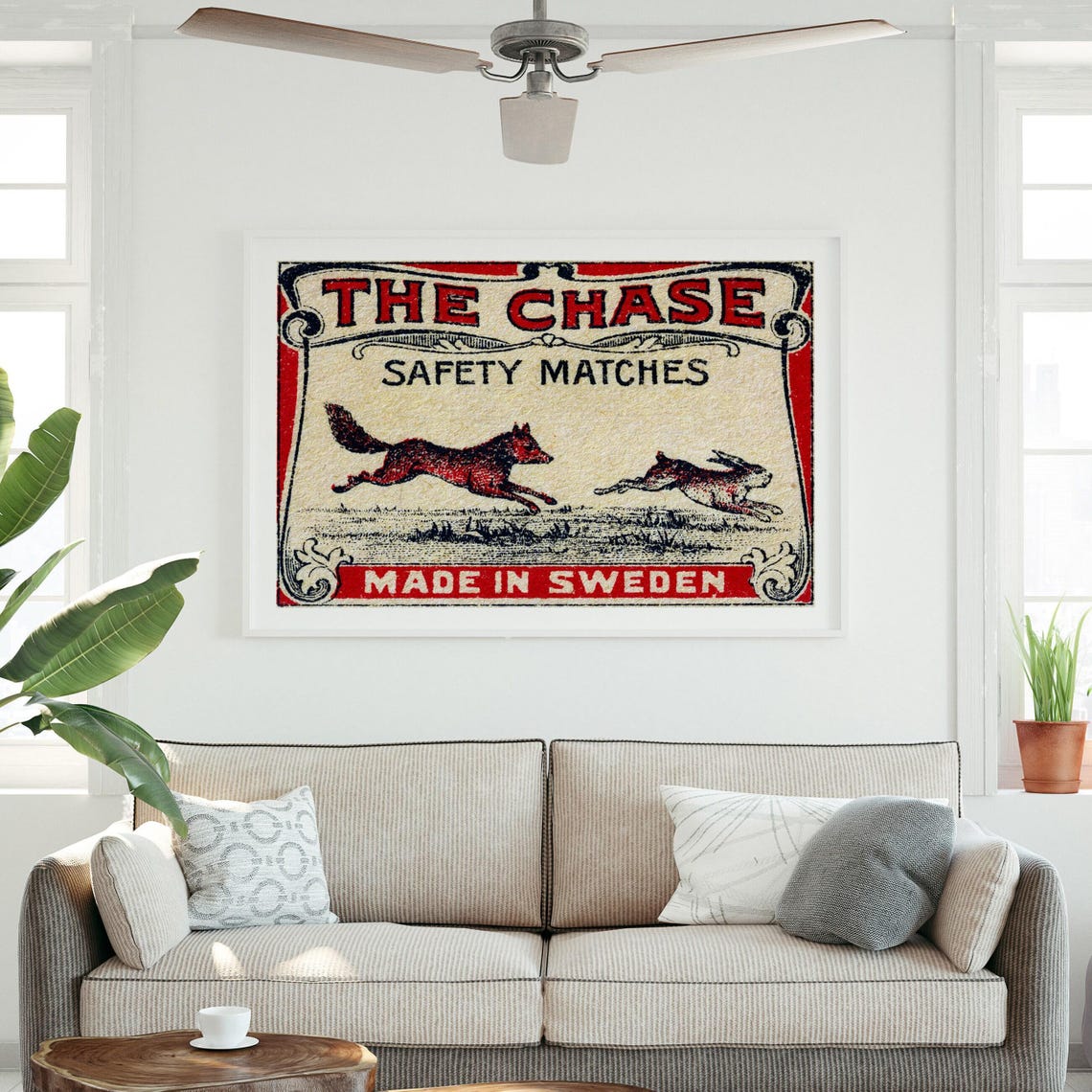The Chase Fox Rabbit Swedish Safety Matches Matchbox Poster Art - Image 3