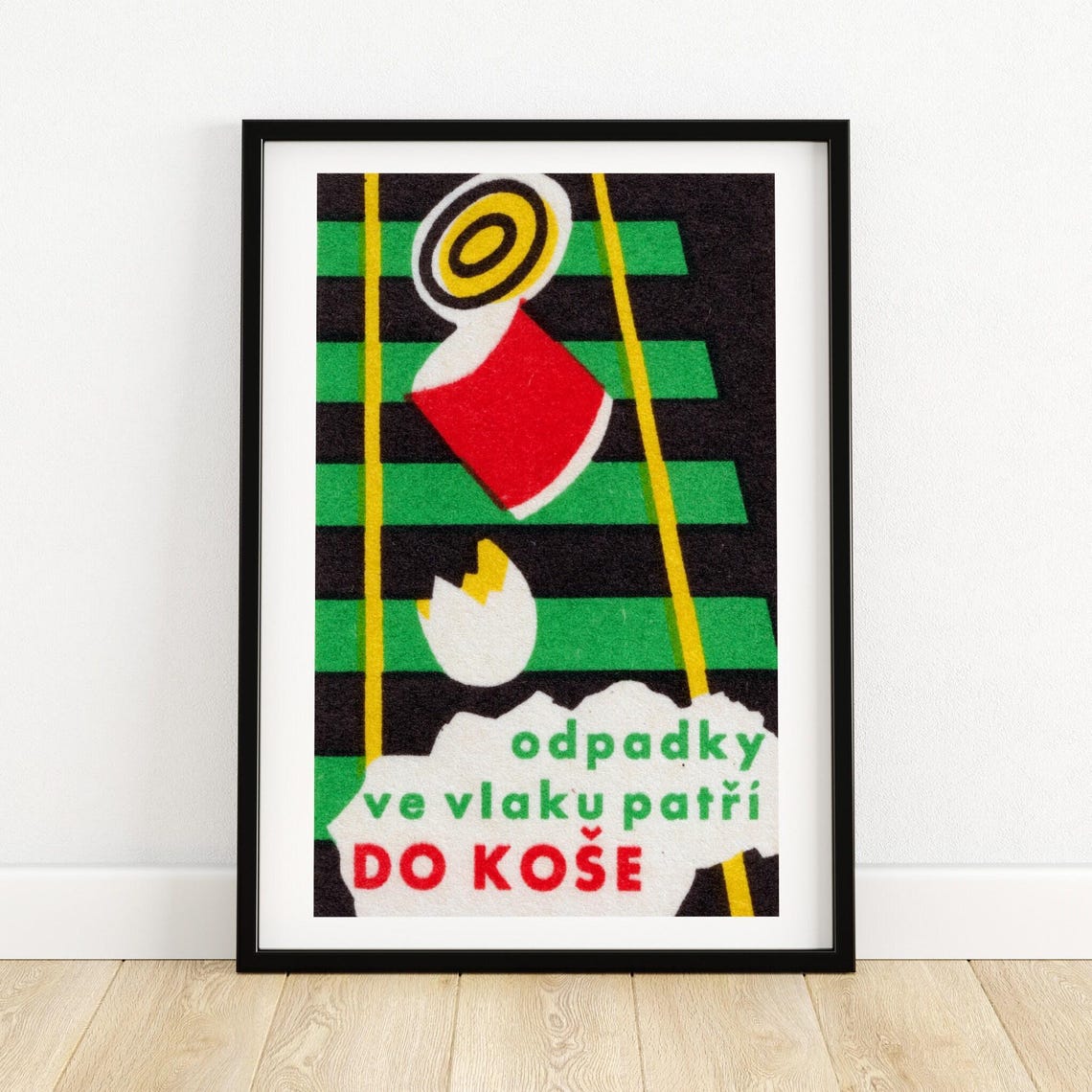 Odpadky ve Vlaku Patri do Kose Czech Train Litter Vintage Poster