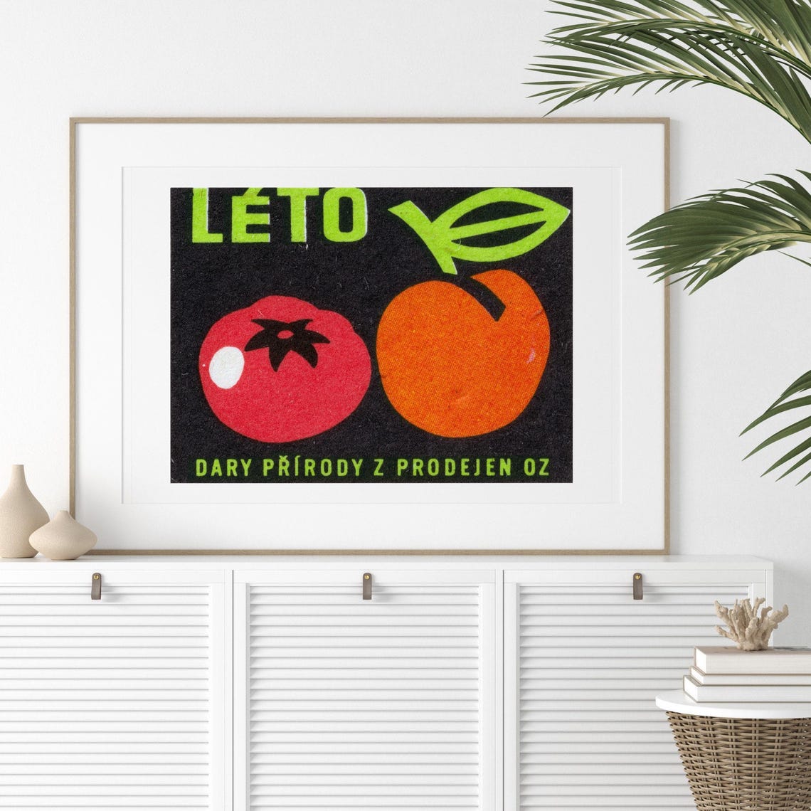 Summer Tomato Peach Vintage Czech Fruit Matchbox Label Poster - Image 2