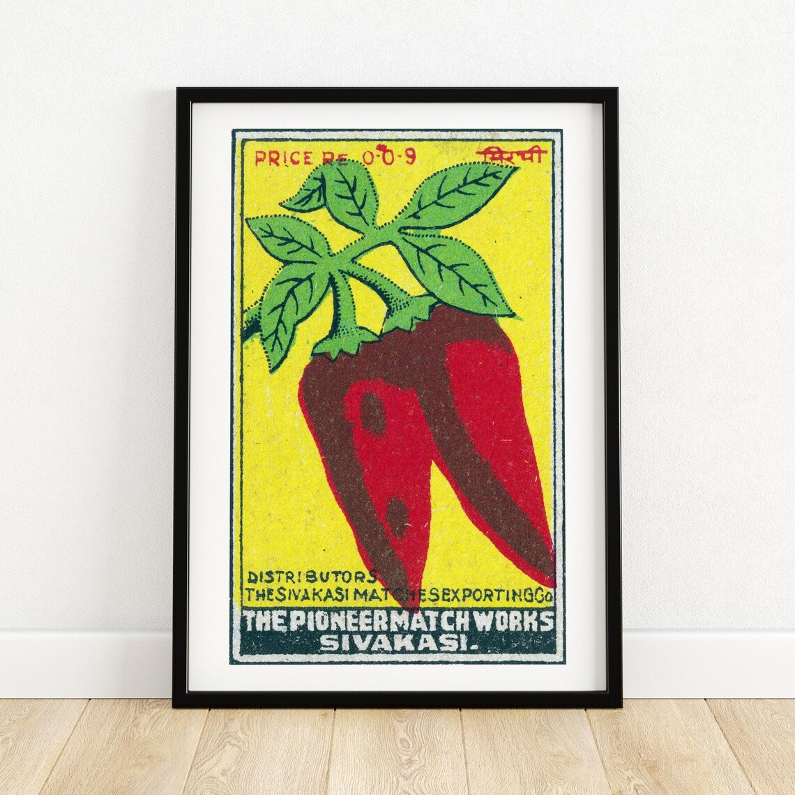 Red Chili Pepper Indian Match Label Vintage Sivakasi Art Poster