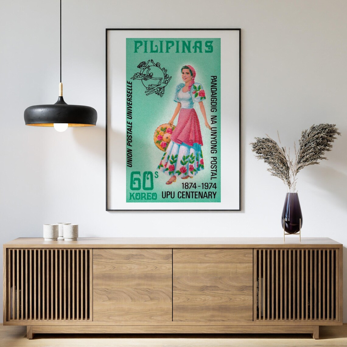 Pilipinas UPU Centenary 1974 Woman Stamp Art Poster Philippines - Image 4