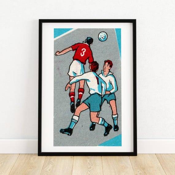 Football Header Matchbox Print Aesthetic Wall Art Vintage Czech Art Matchbox Wall Poster Vintage Poster Print
