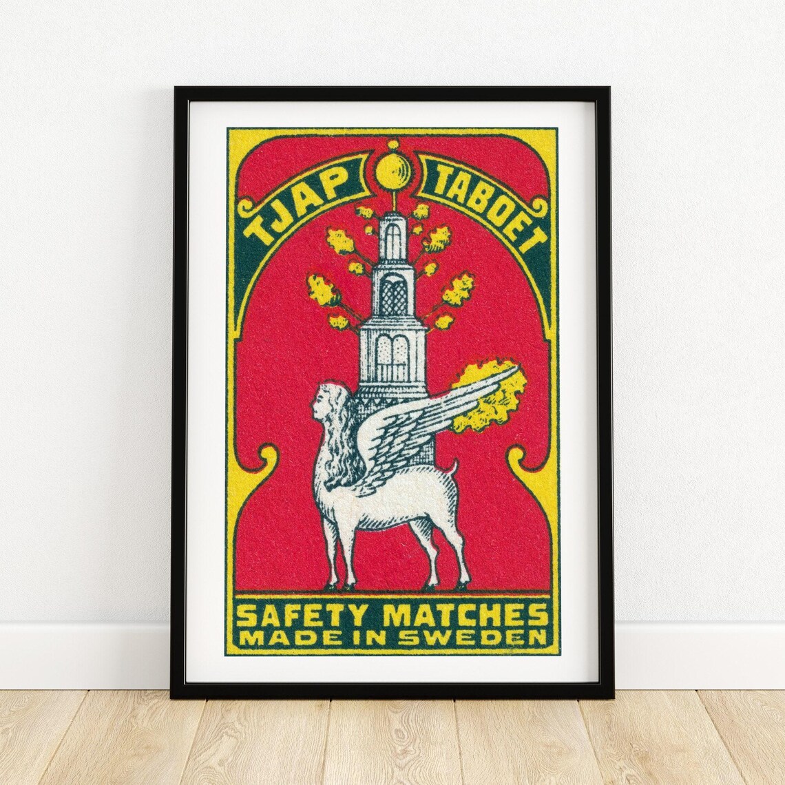Tjap Taboet Swedish Safety Matches Winged Horse Red Art Poster