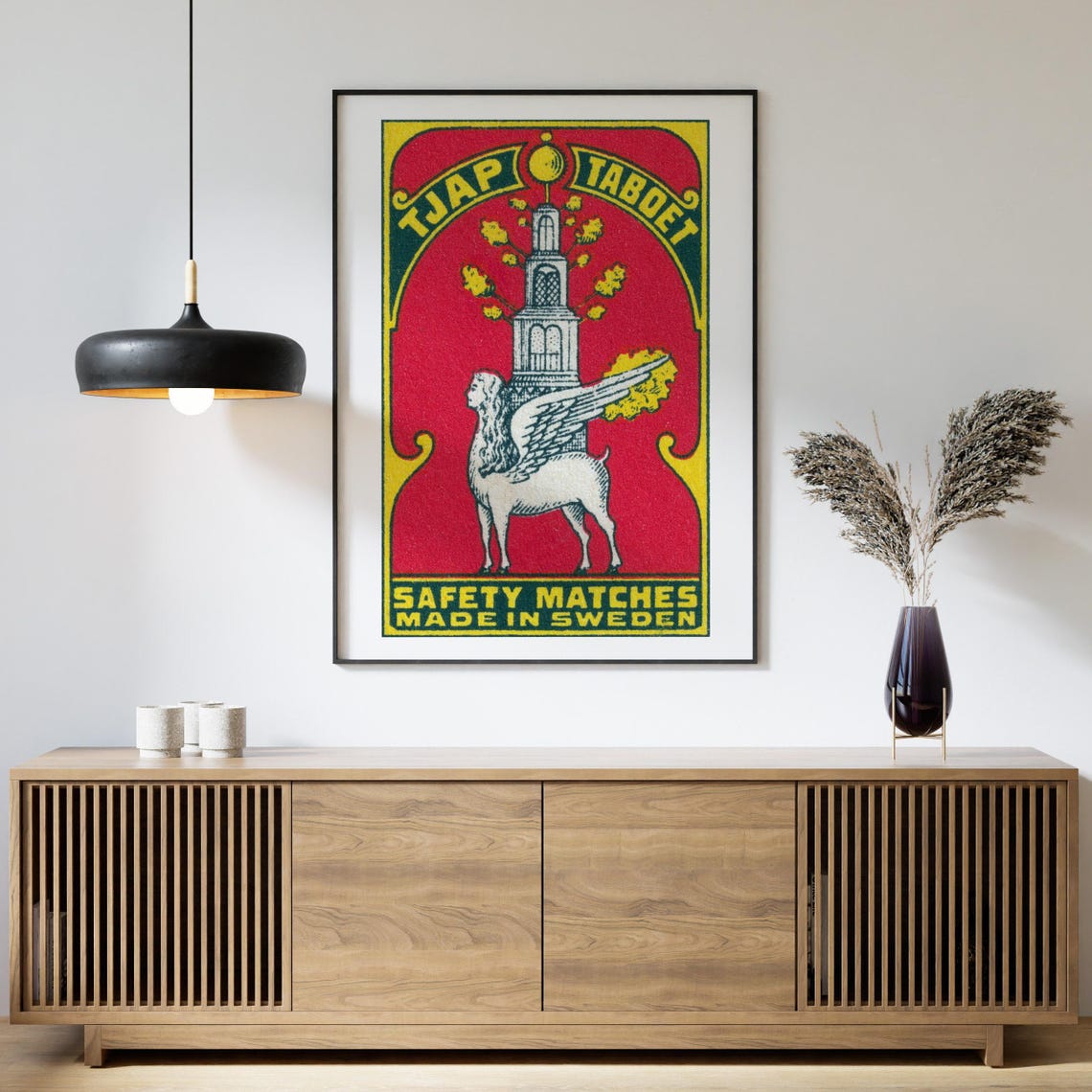 Tjap Taboet Swedish Safety Matches Winged Horse Red Art Poster - Image 4