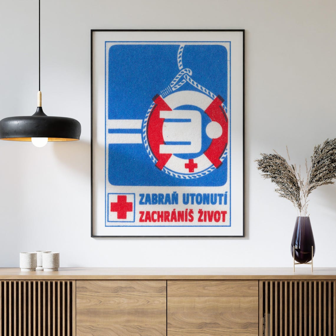 Prevent Drowning Save a Life Red Cross Life Ring Matchbox Poster - Image 4