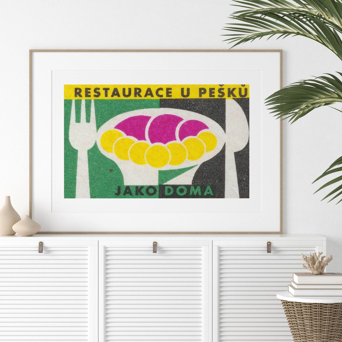 Czech Restaurant U Pesku Dumplings Dinner Matchbox Label Art Poster - Image 2
