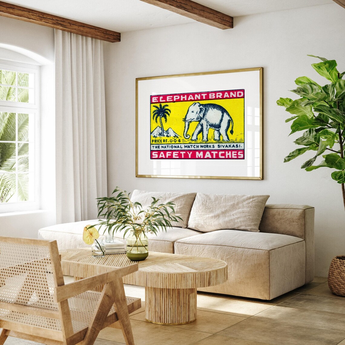 Elephant Brand Matchbox Vintage India Poster Print - Image 4