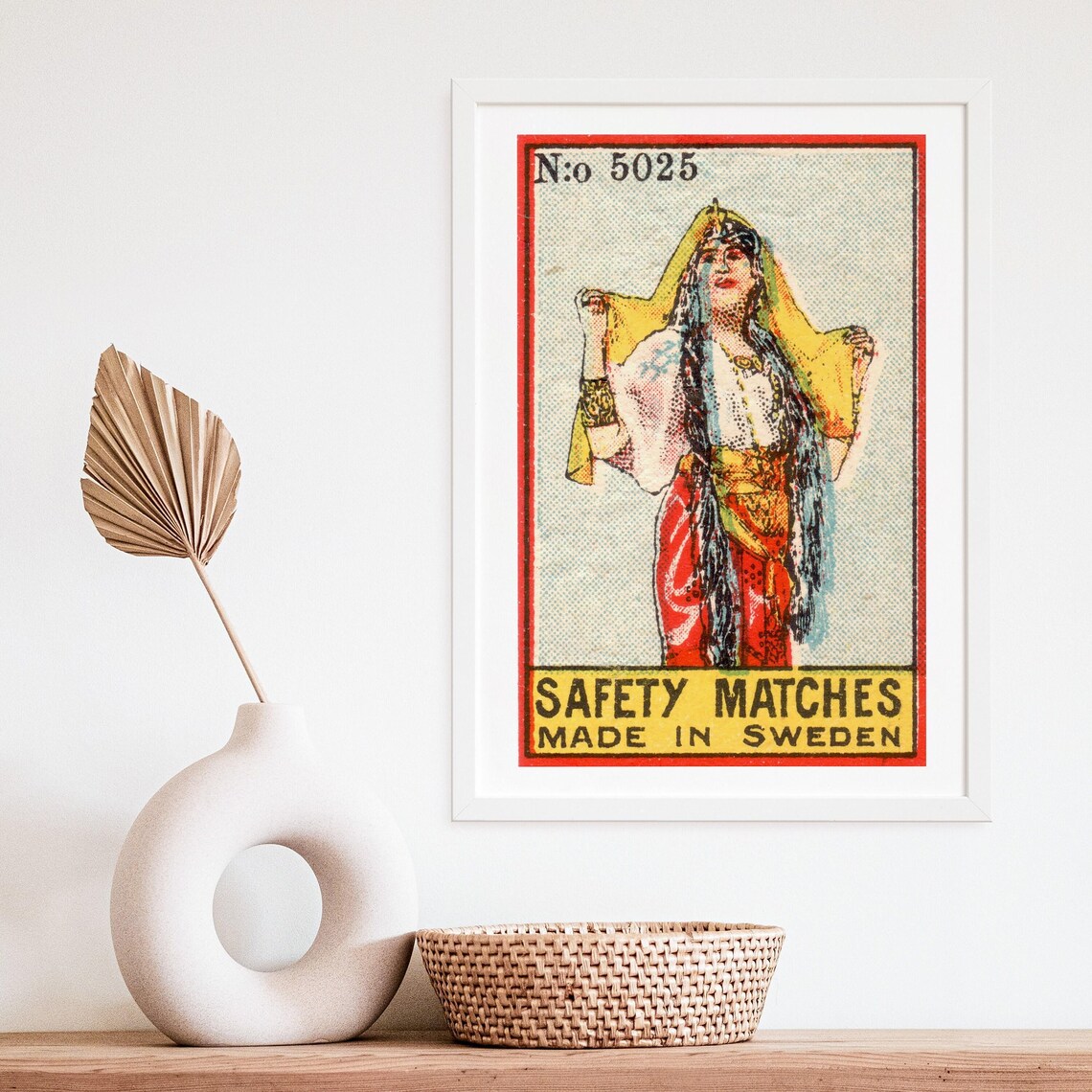 Veiled Woman Yellow Veil No 5025 Swedish Safety Matches Poster - Image 4