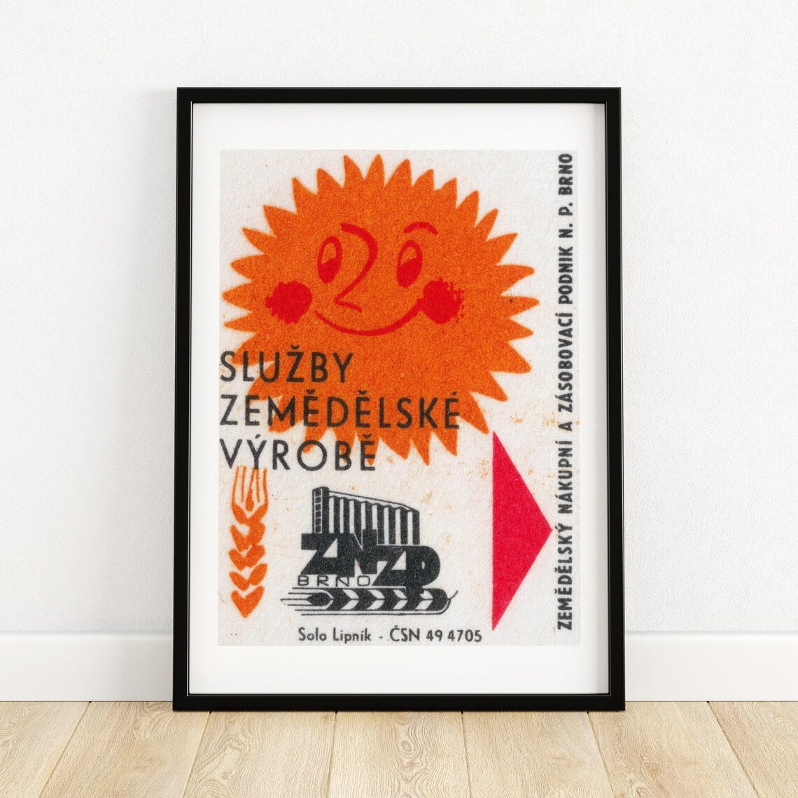 Brno Czech Farm Services Smiling Sun Vintage Retro Art Poster