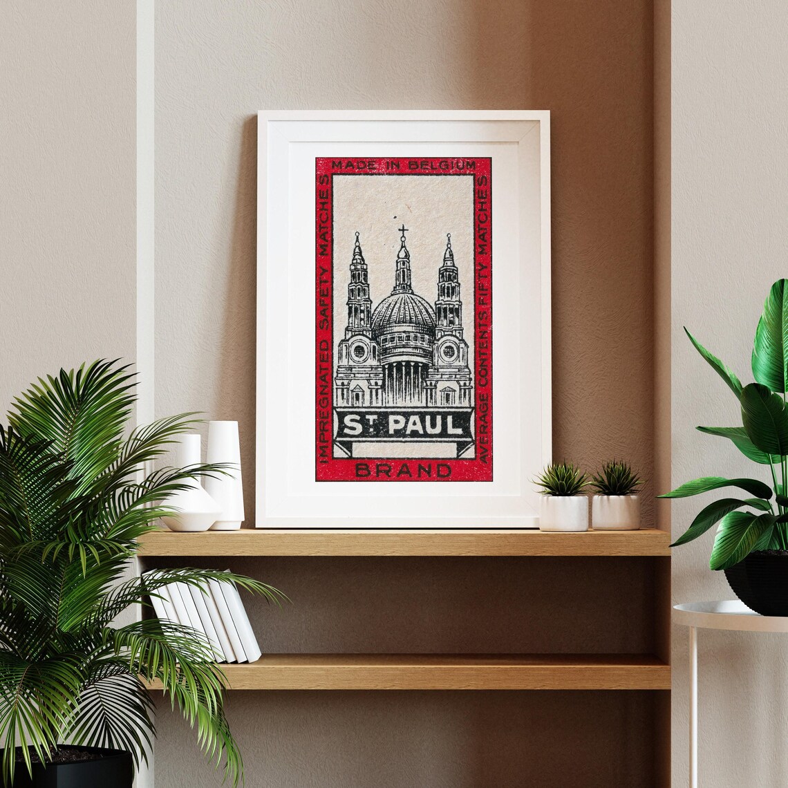 St Paul Brand Safety Matches Cathedral Vintage Belgian Advertising Poster - Image 2