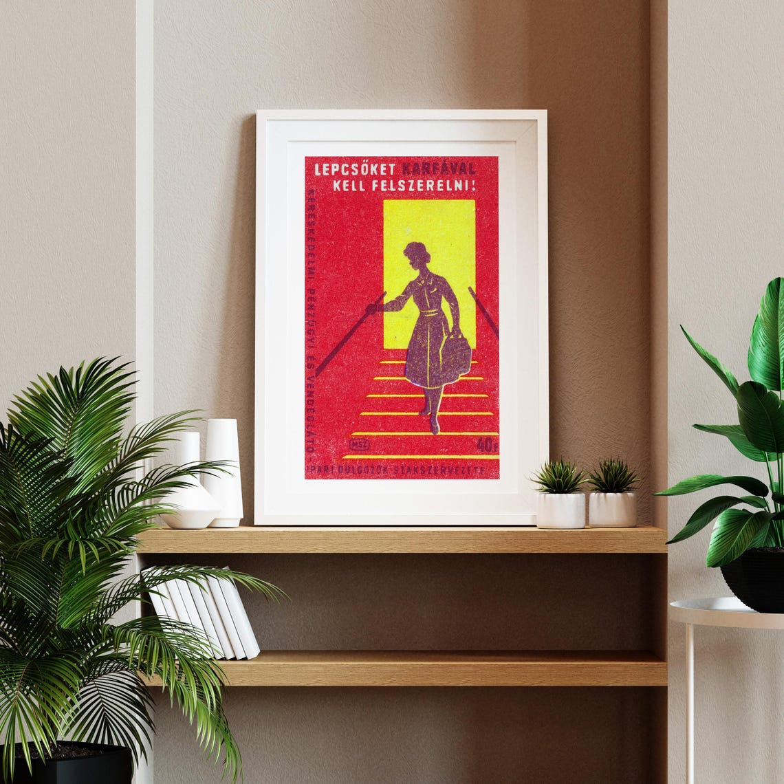 Stairs Must Have Rails Hungarian Red Matchbox Label Art Poster - Image 2