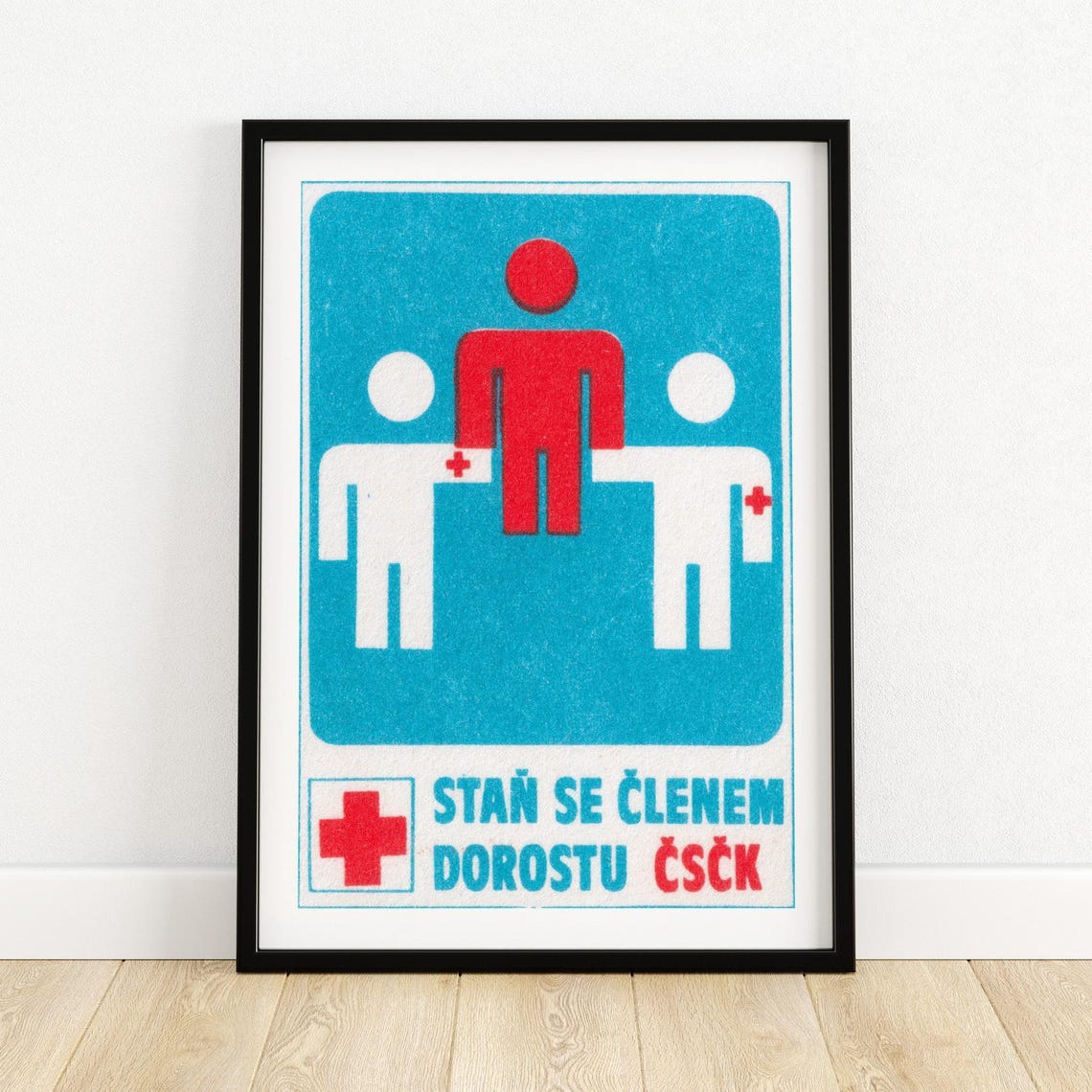 Czech Red Cross Youth Membership Retro Matchbox Label Art Poster