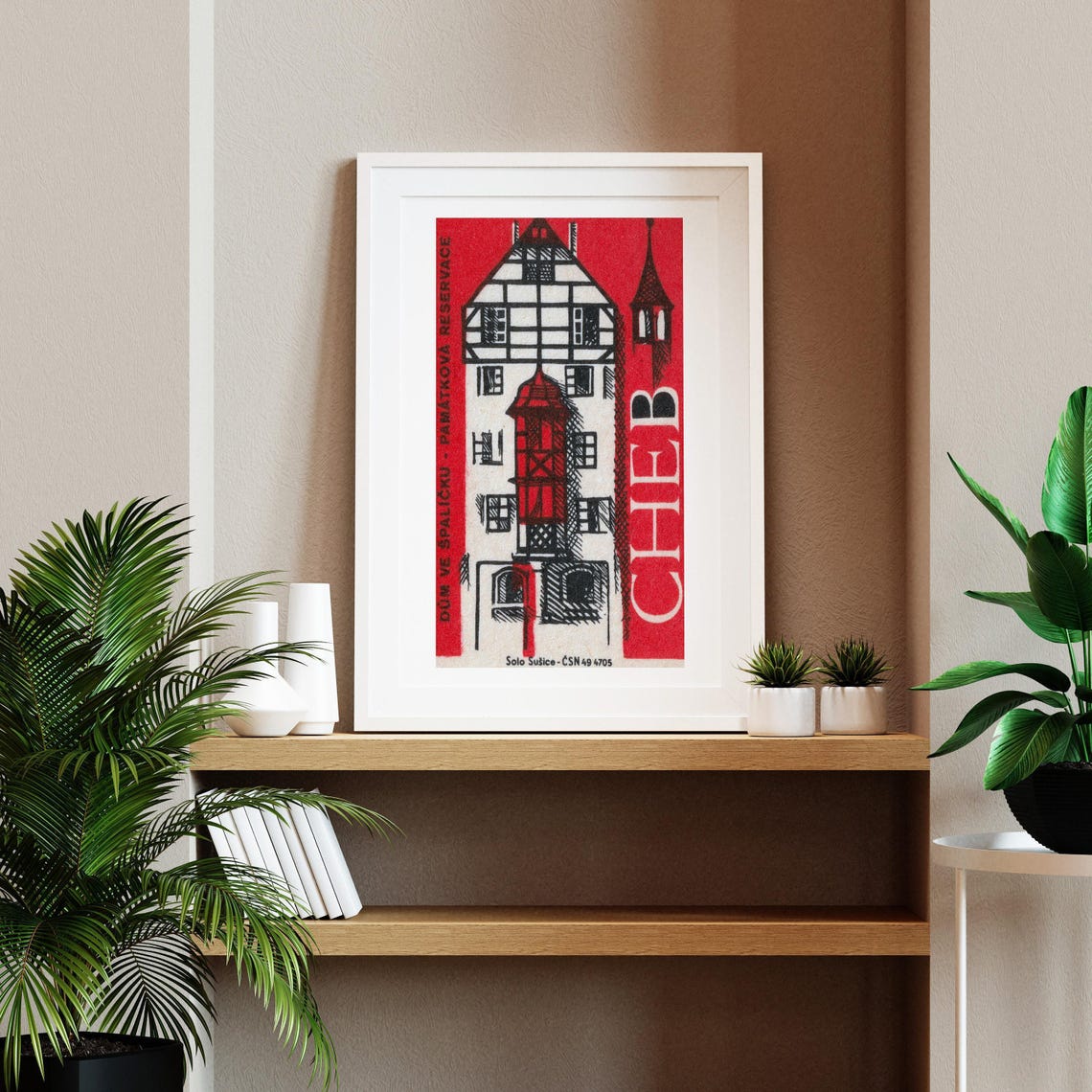 Cheb Spalichek Historic House Red Vintage Matchbox Label Poster - Image 2