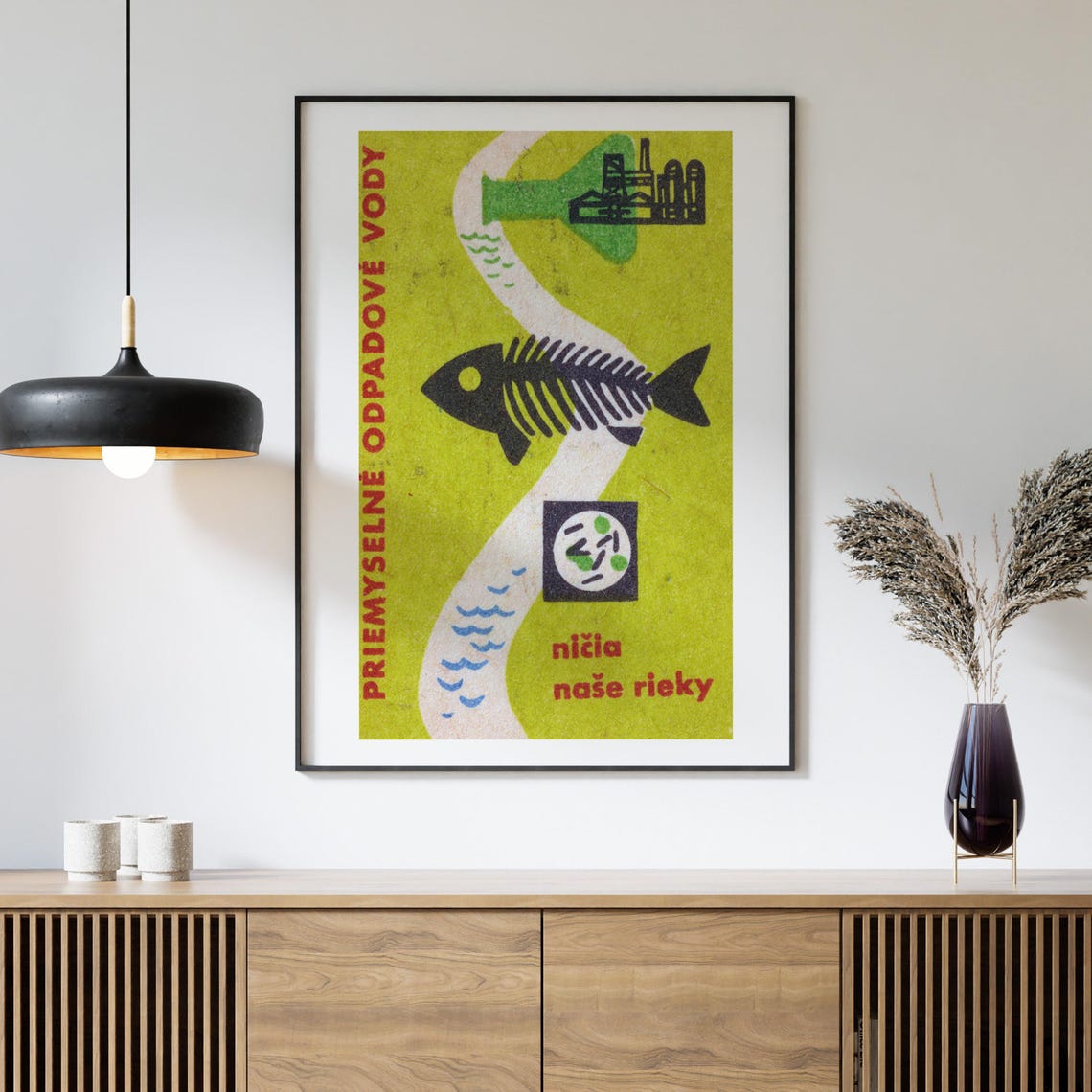 Czech Industrial Waste Anti Pollution Fish Skeleton Matchbox Poster - Image 4