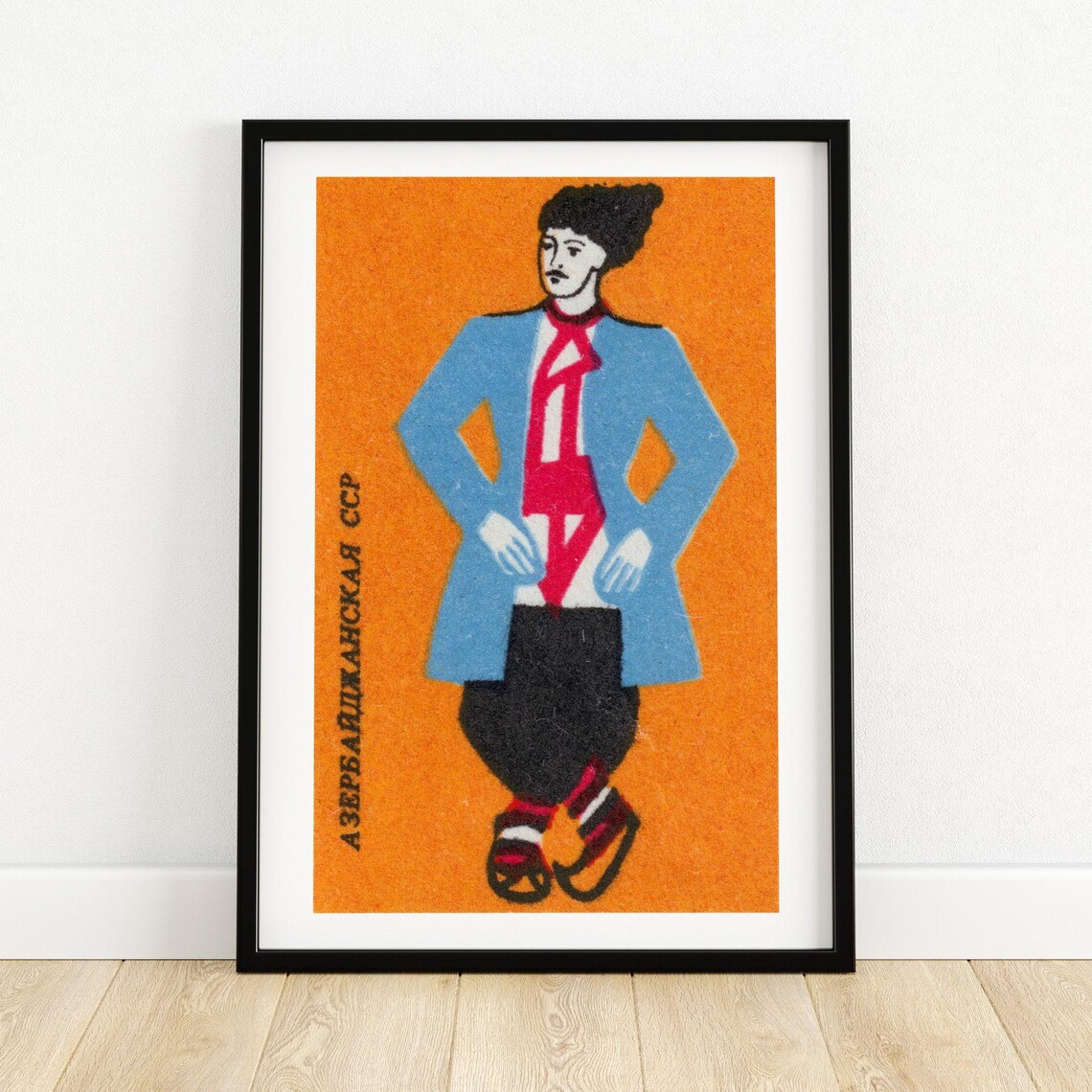 Azerbaijani Man Matchbox Vintage Eastern Europe Poster