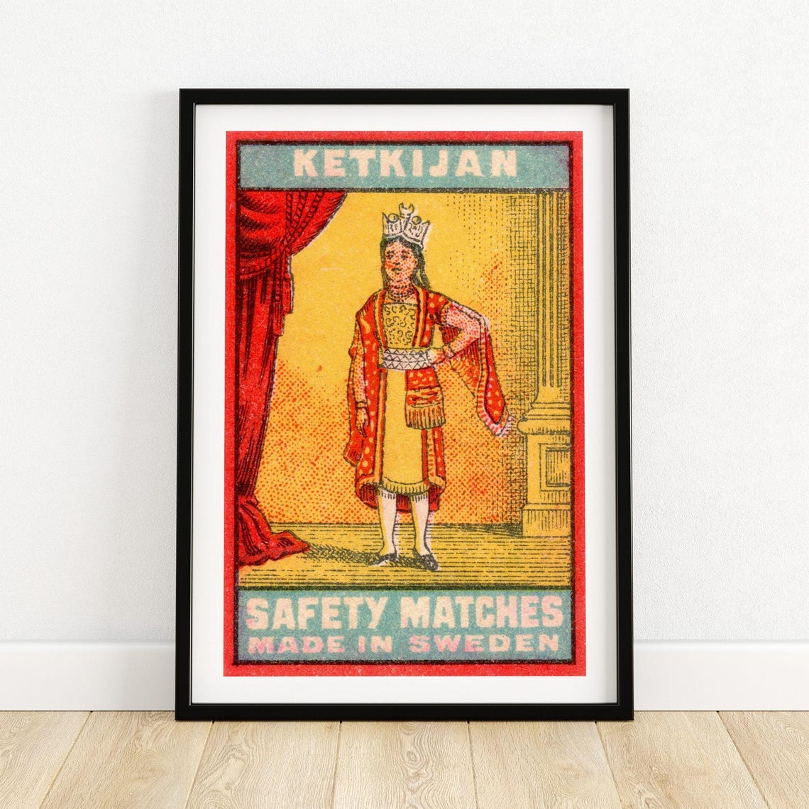 Ketkijan Crowned Figure Vintage Swedish Matchbox Label Art Poster