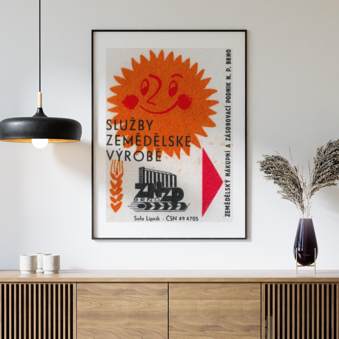 Brno Czech Farm Services Smiling Sun Vintage Retro Art Poster - Image 4