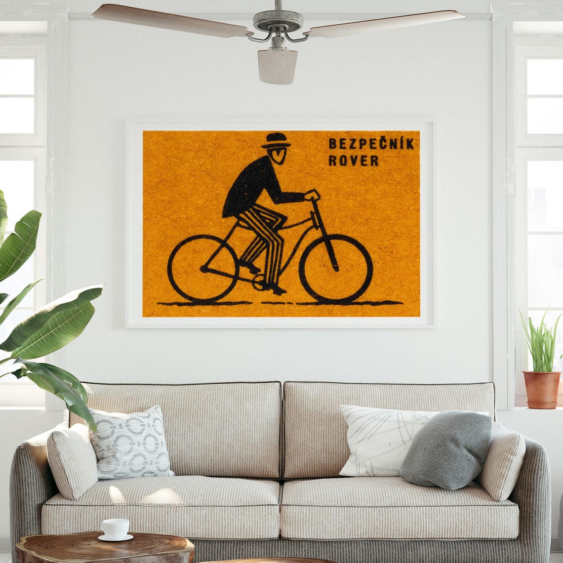Bezpecnik Rover Cyclist Vintage Czech Bicycle Safety Matchbox Poster - Image 3