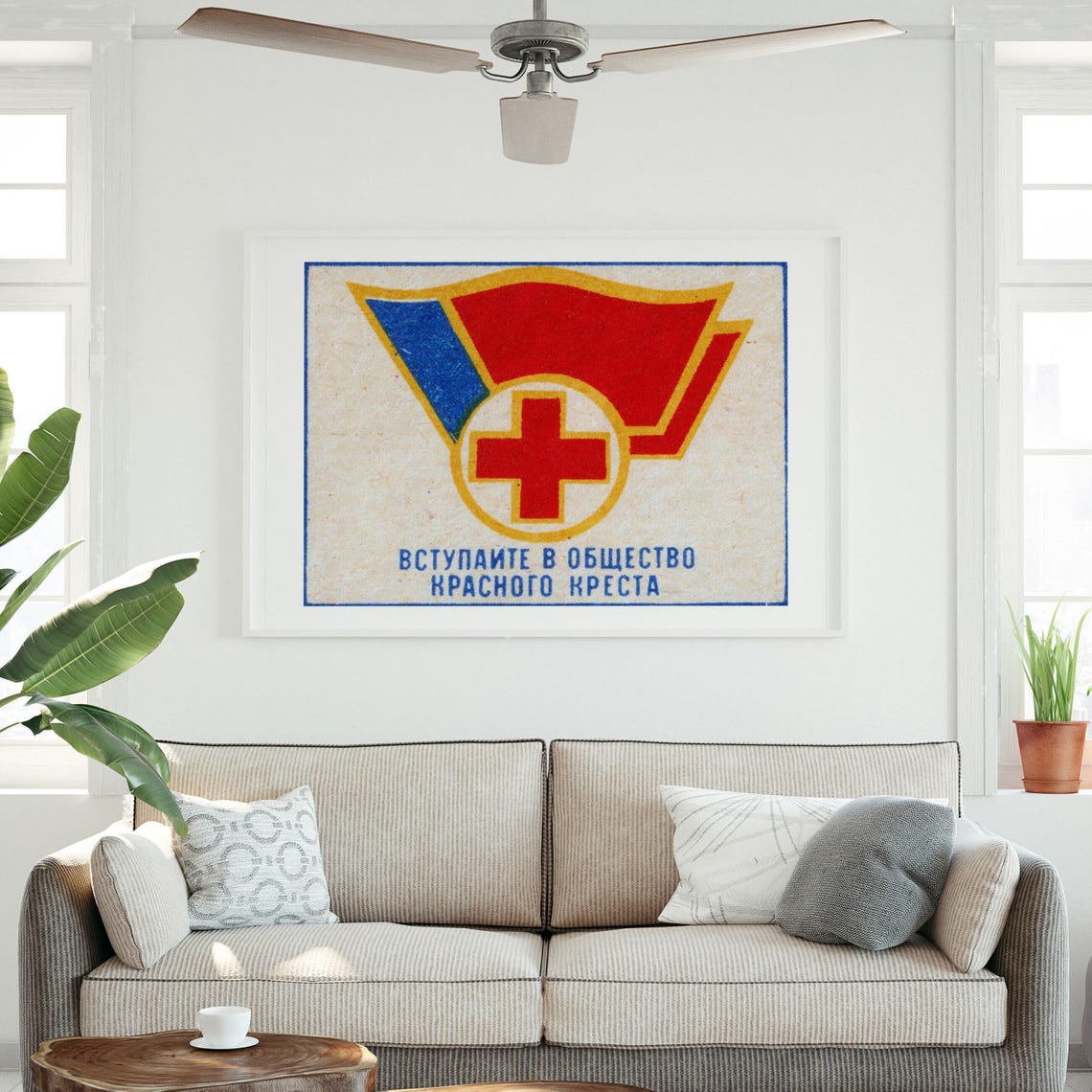 Join the Red Cross Society Vintage Soviet Propaganda Art Poster - Image 3
