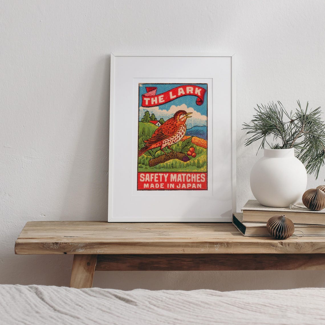 The Lark Bird Vintage Japanese Matchbox Label Bird Art Poster - Image 3