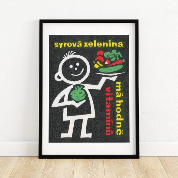 Raw Vegetables For Health Matchbox Print Aesthetic Wall Art Vintage Art Matchbox Wall Poster Vintage Poster Print