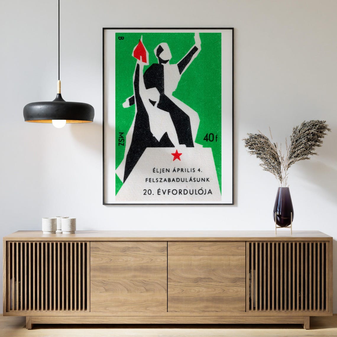 Liberation Anniversary Victory Monument Green Vintage Label Poster - Image 4