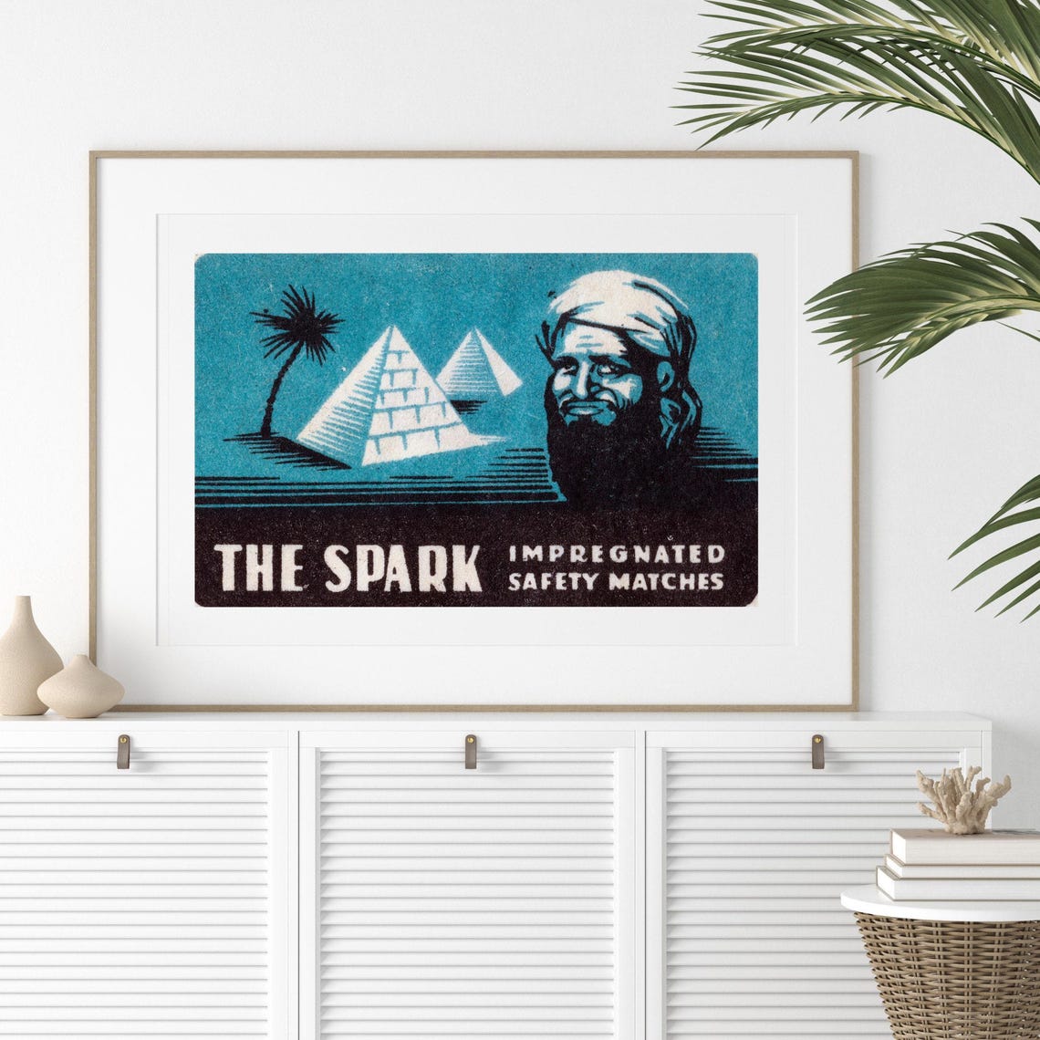 The Spark Pyramids Arab Man Vintage Safety Matches Label Poster - Image 2