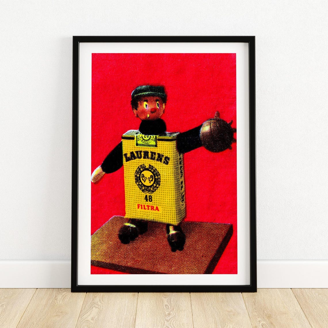 Laurens Matchbox Boy with Ball Vintage Advertising Art Poster