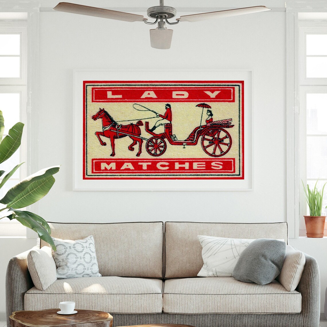 Horse And Carriage Matchbox Poster, Vintage Dutch Art - Image 3