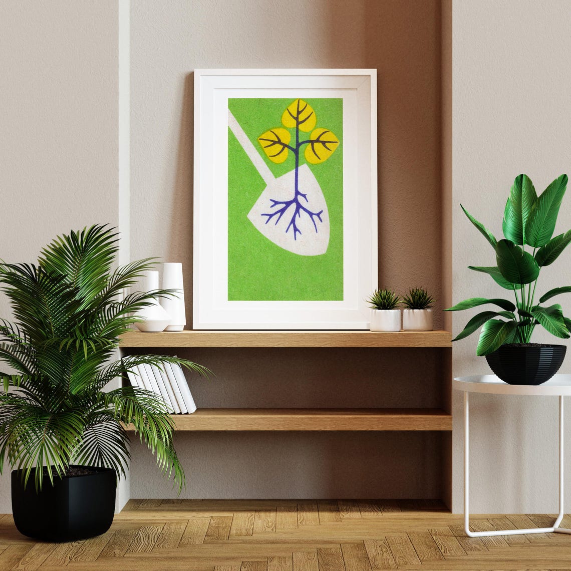 Young Tree Seedling on Spade Green Vintage Matchbox Art Poster - Image 2