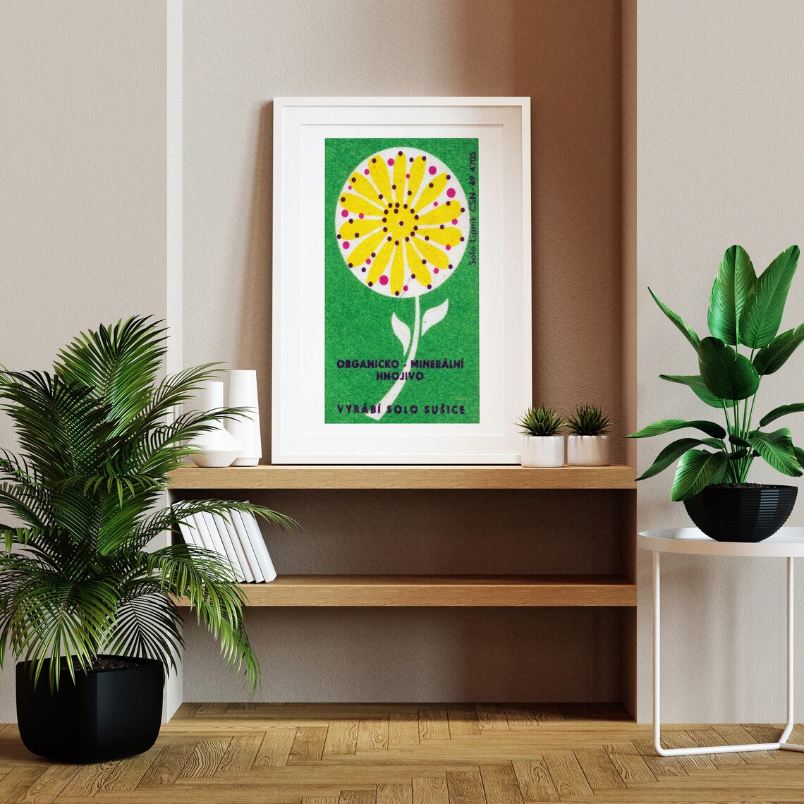 Yellow Flower Fertilizer Vintage Czech Matchbox Label Art Poster - Image 2