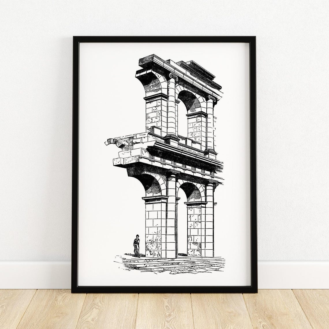 Roman Triumphal Arch Stone Ruins Architectural Engraving Poster