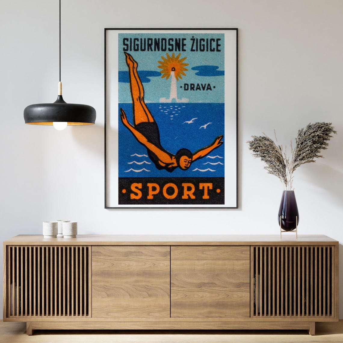 Sigurnosne Zigice Drava Sport Diver Vintage Yugoslav Matchbox Poster - Image 4
